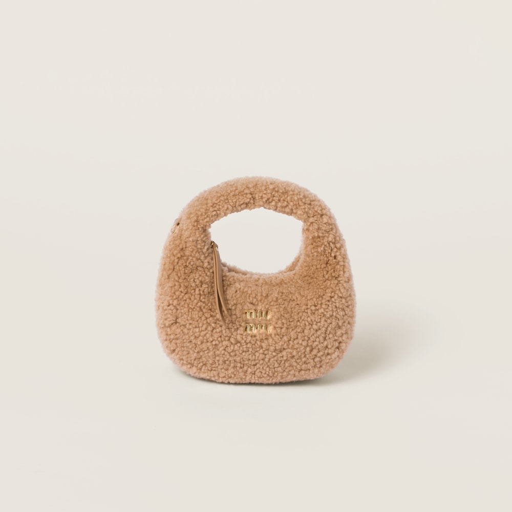 Wander shearling hobo bag with leather details - Image 5