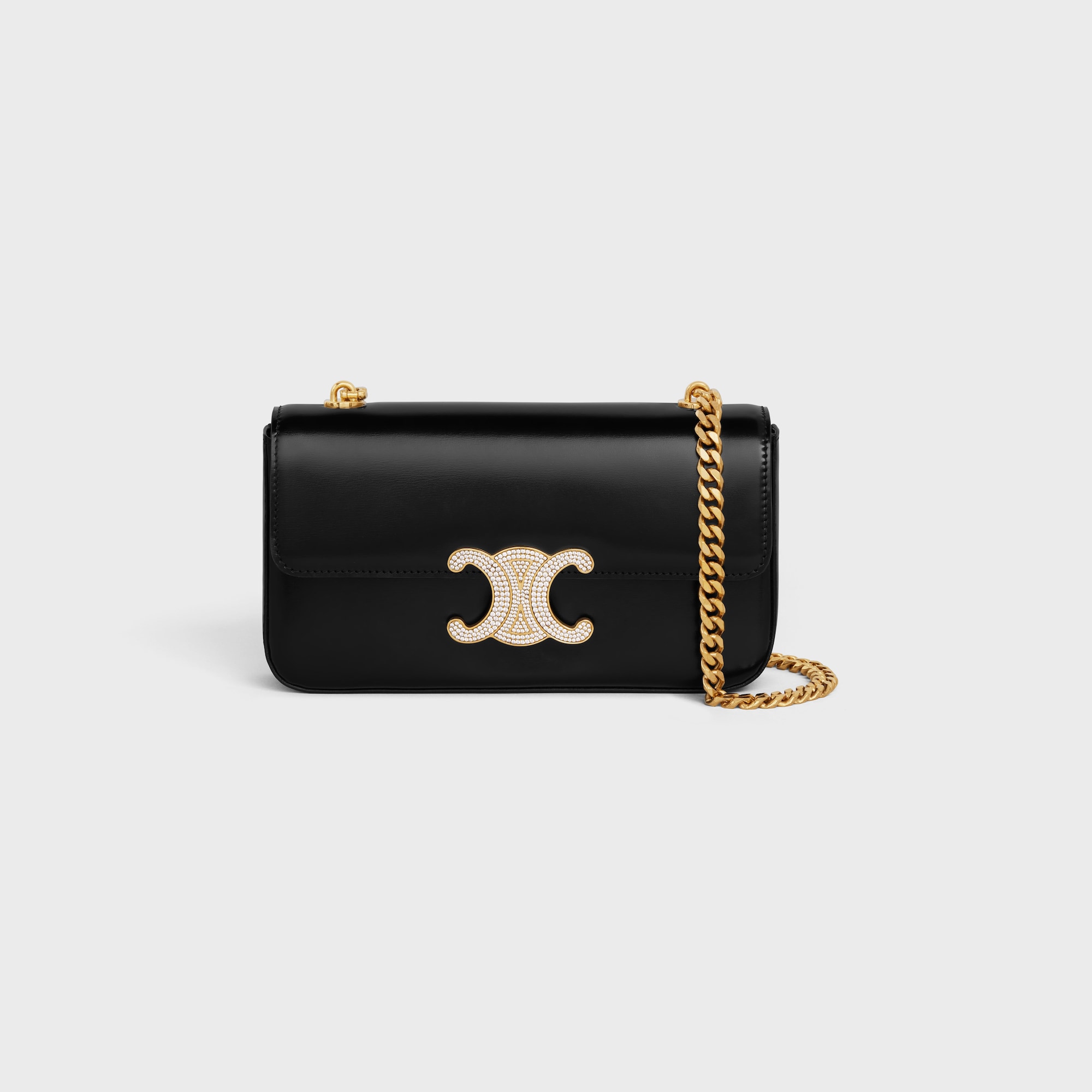CHAIN SHOULDER BAG CLAUDE WITH STRASS CLOSURE IN SHINY CALFSKIN - Image 4