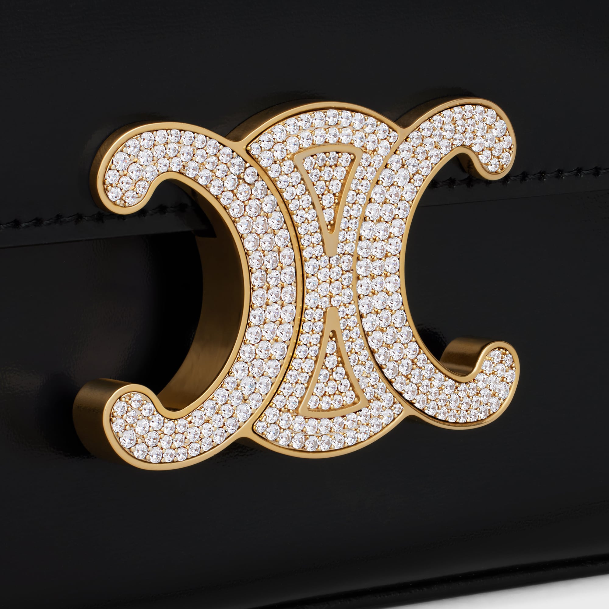 CHAIN SHOULDER BAG CLAUDE WITH STRASS CLOSURE IN SHINY CALFSKIN - Image 3