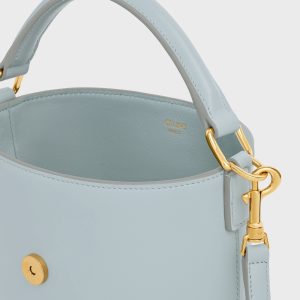 MINI BUCKET LOUISE IN SMOOTH CALFSKIN ICE BLUE