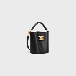 MINI BUCKET LOUISE IN SMOOTH CALFSKIN BLACK