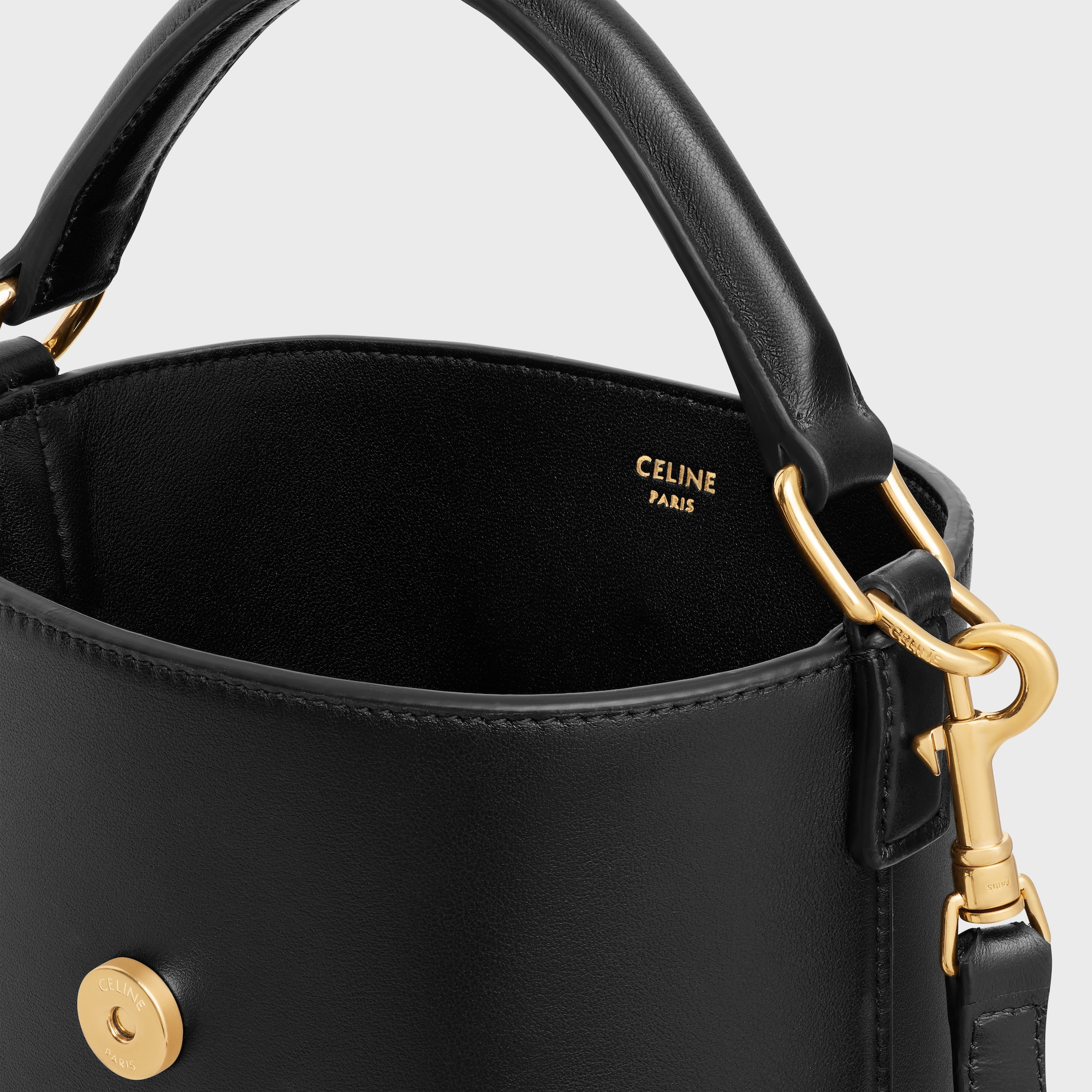 MINI BUCKET LOUISE IN SMOOTH CALFSKIN BLACK - Image 2
