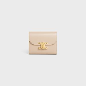 SMALL FLAP WALLER TRIOMPHE IN SHINY CALFSKIN NUDE