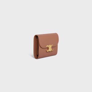 SMALL FLAP WALLER TRIOMPHE IN SHINY CALFSKIN BRONZE