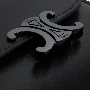 SMALL FLAP WALLER TRIOMPHE IN SHINY CALFSKIN BLACK / BLACK