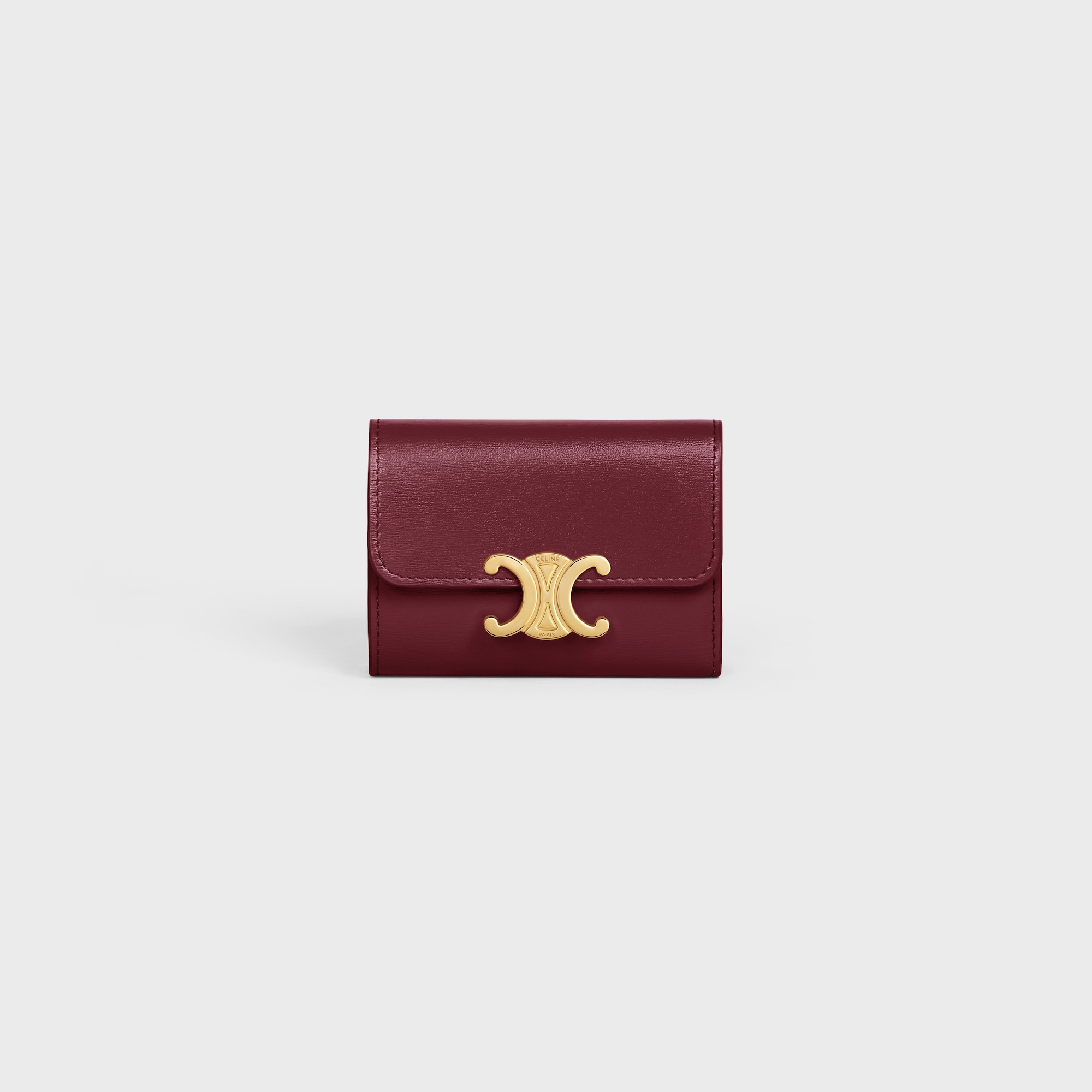 COMPACT WALLET WITH COIN TRIOMPHE IN SHINY CALFSKIN LIGHT BURGUNDY - Image 6