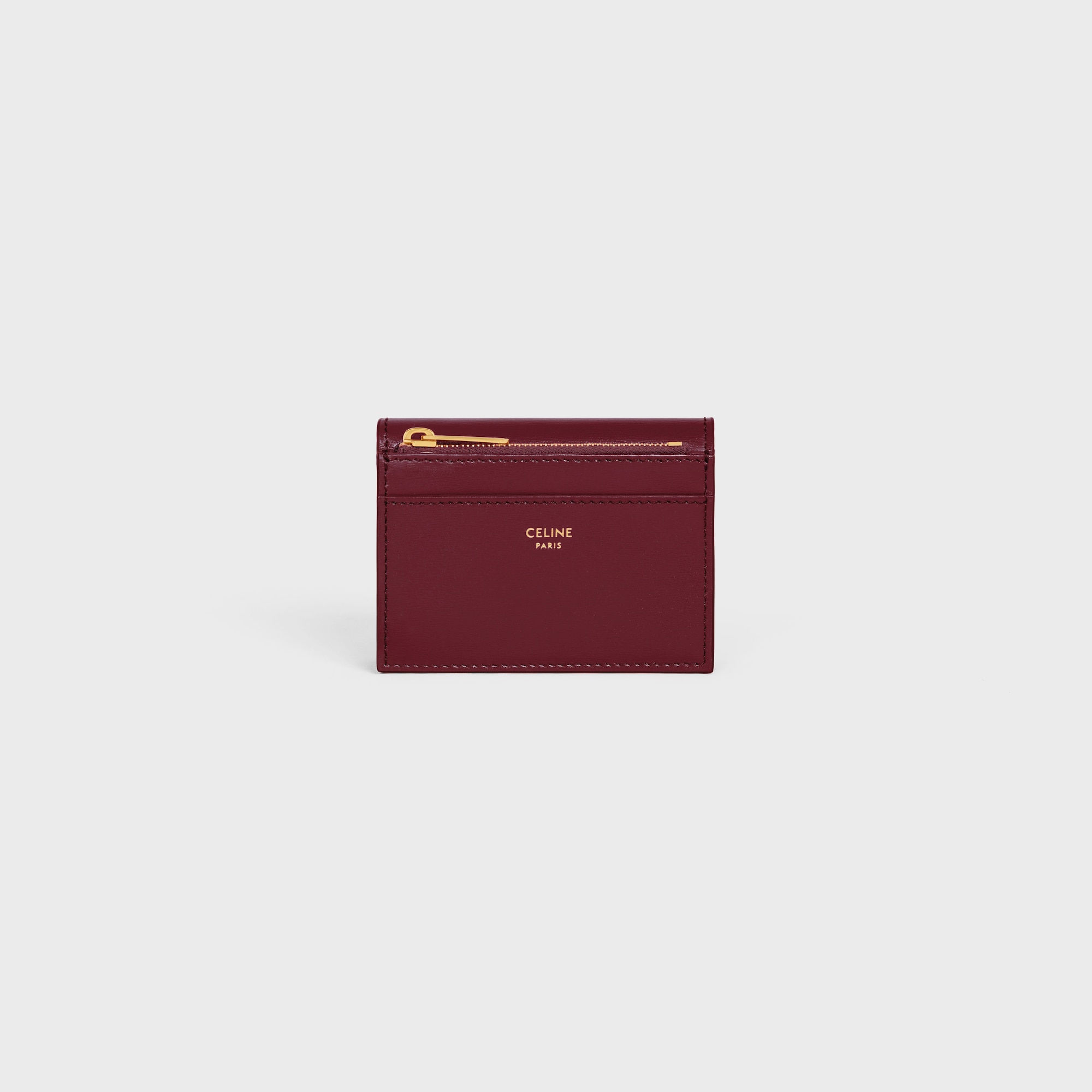 COMPACT WALLET WITH COIN TRIOMPHE IN SHINY CALFSKIN LIGHT BURGUNDY - Image 4