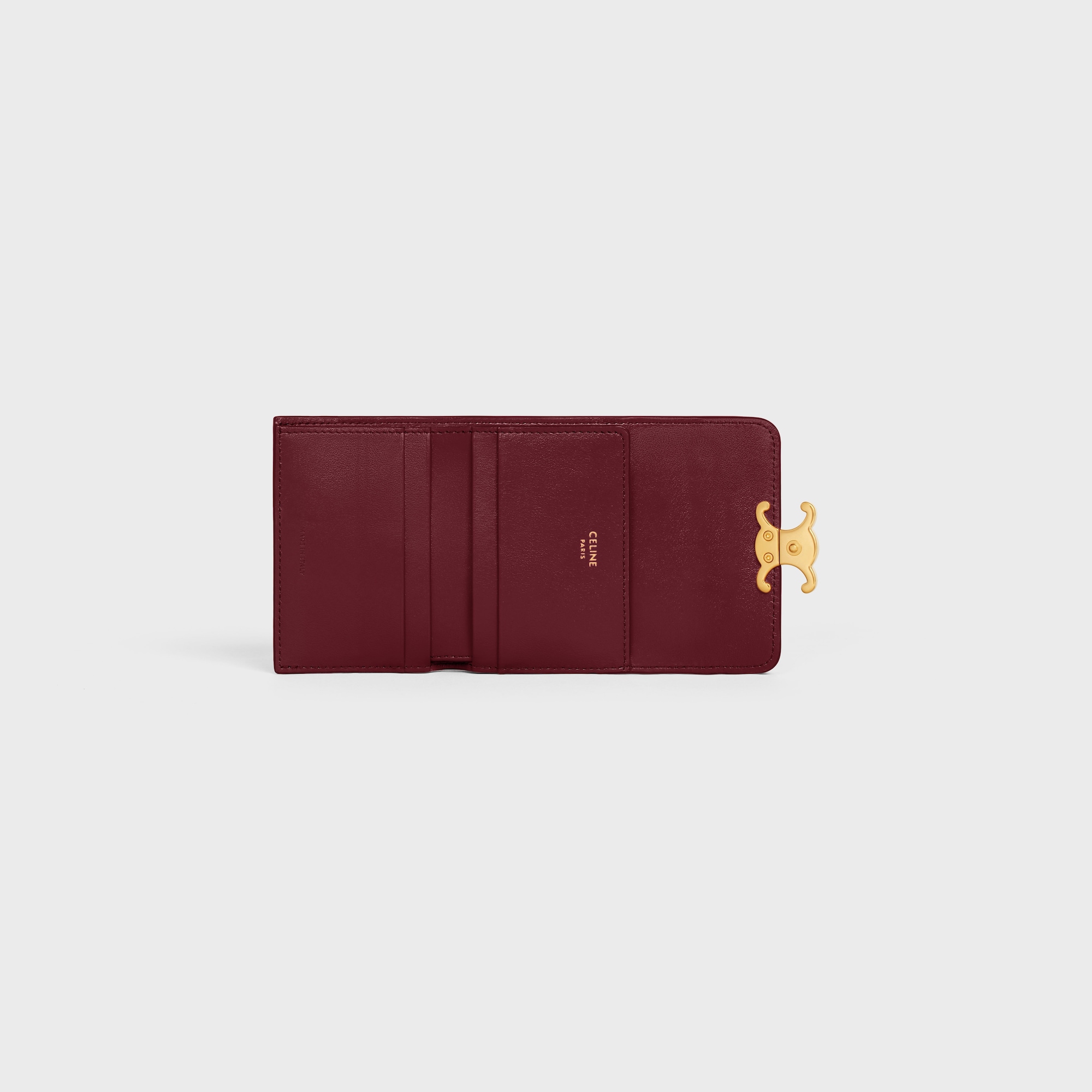 COMPACT WALLET WITH COIN TRIOMPHE IN SHINY CALFSKIN LIGHT BURGUNDY - Image 5