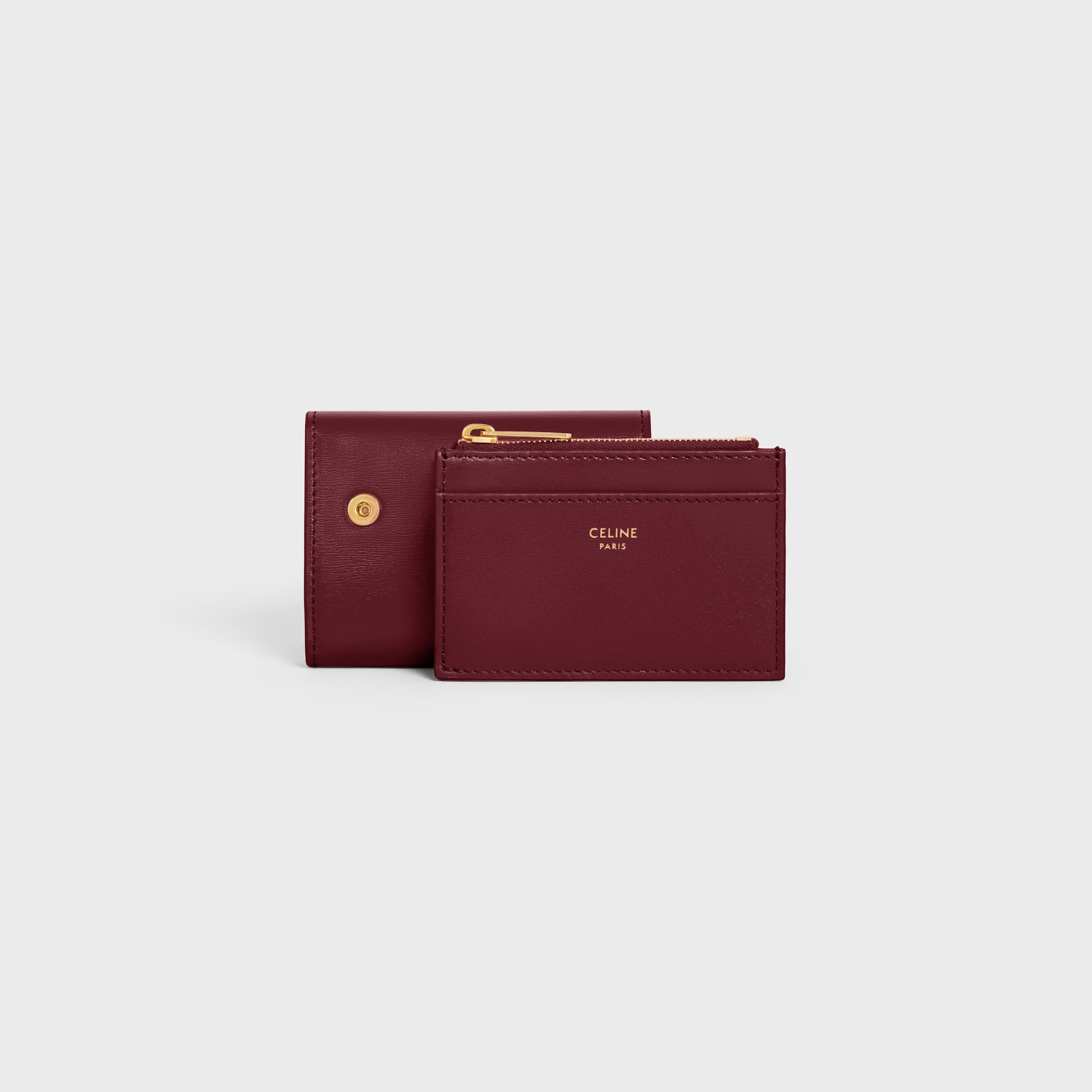 COMPACT WALLET WITH COIN TRIOMPHE IN SHINY CALFSKIN LIGHT BURGUNDY - Image 3