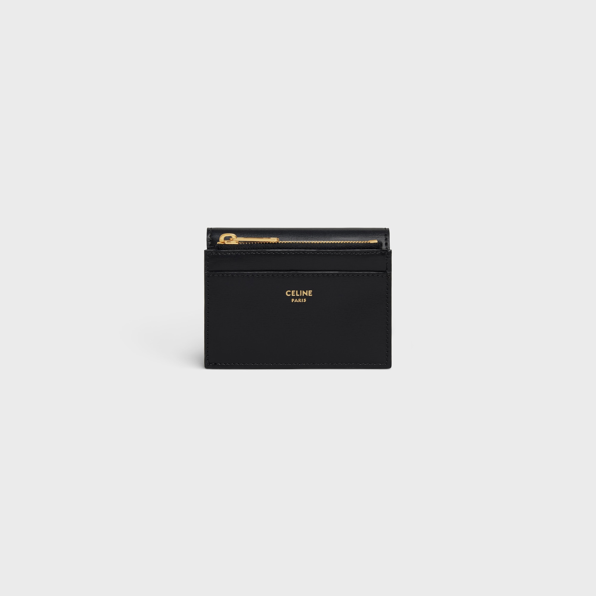 COMPACT WALLET WITH COIN TRIOMPHE IN SHINY CALFSKIN BLACK - Image 3