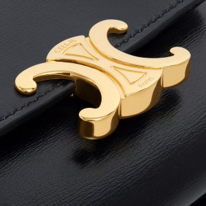 COMPACT WALLET WITH COIN TRIOMPHE IN SHINY CALFSKIN BLACK