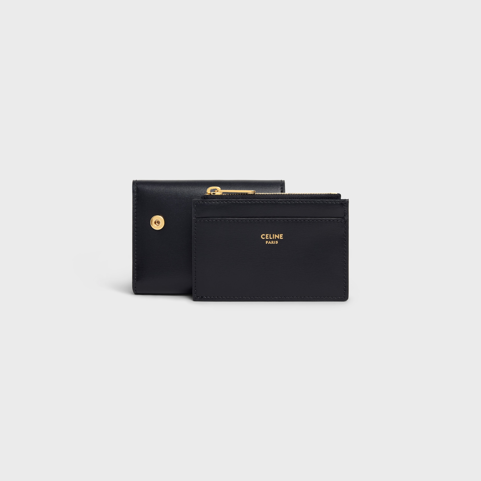 COMPACT WALLET WITH COIN TRIOMPHE IN SHINY CALFSKIN BLACK - Image 5