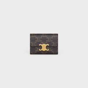 COMPACT WALLET WITH COIN TRIOMPHE IN TRIOMPHE CANVAS TAN