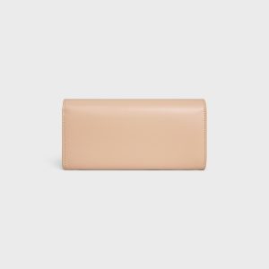 LARGE WALLET TRIOMPHE IN SHINY CALFSKIN OAT BEIGE