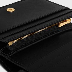 TRIOMPHE COMPACT WALLET IN SHINY CALFSKIN BLACK