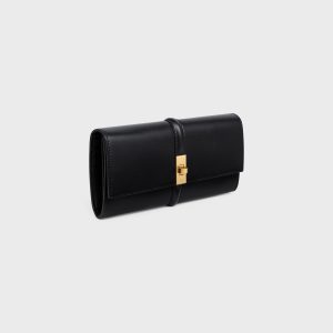 LARGE WALLET 16 IN SATINATED CALFSKIN BLACK