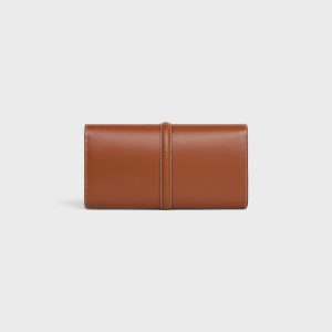 LARGE WALLET 16 IN SATINATED CALFSKIN TAN