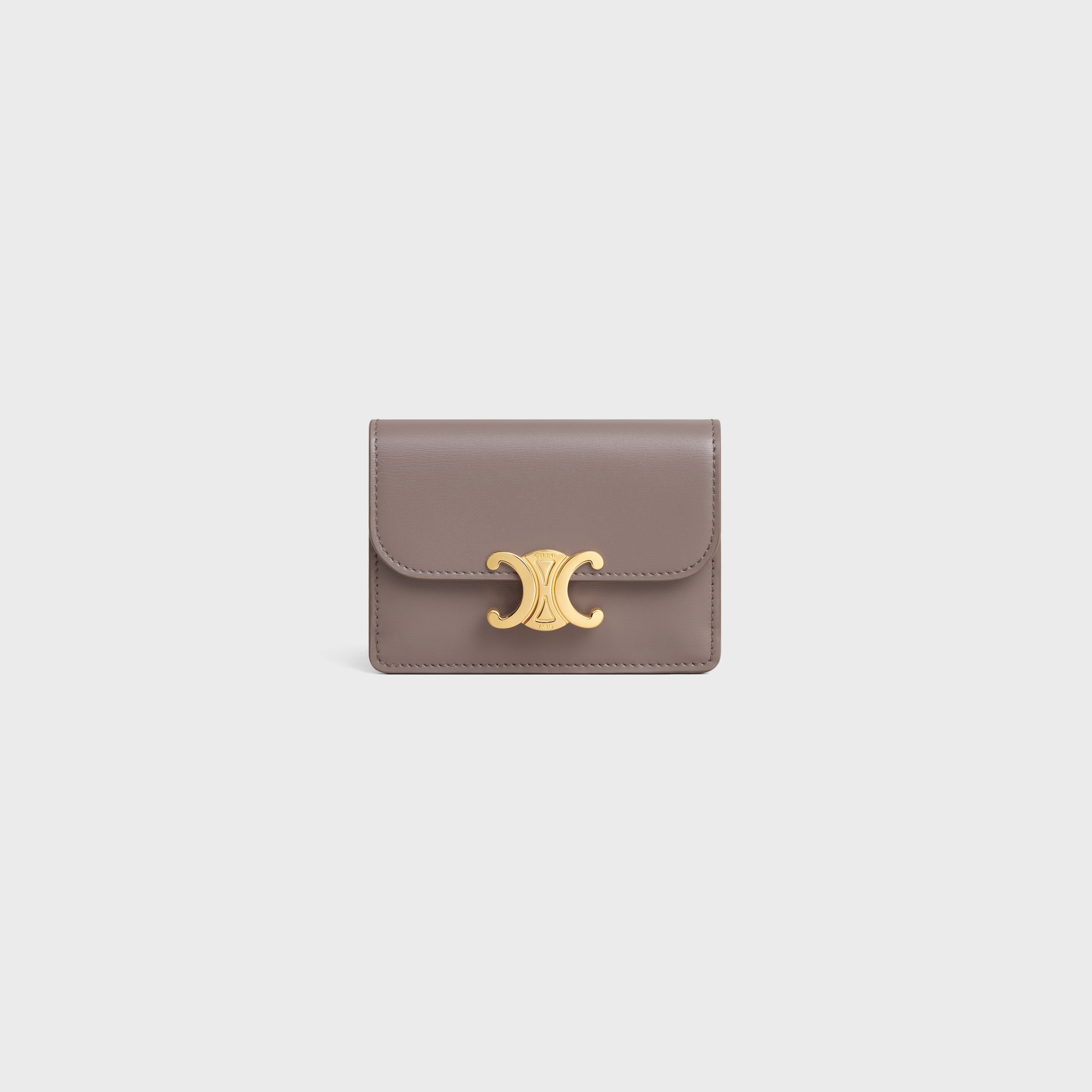 CARD HOLDER WITH FLAP TRIOMPHE IN SHINY CALFSKIN PEBBLE - Image 5