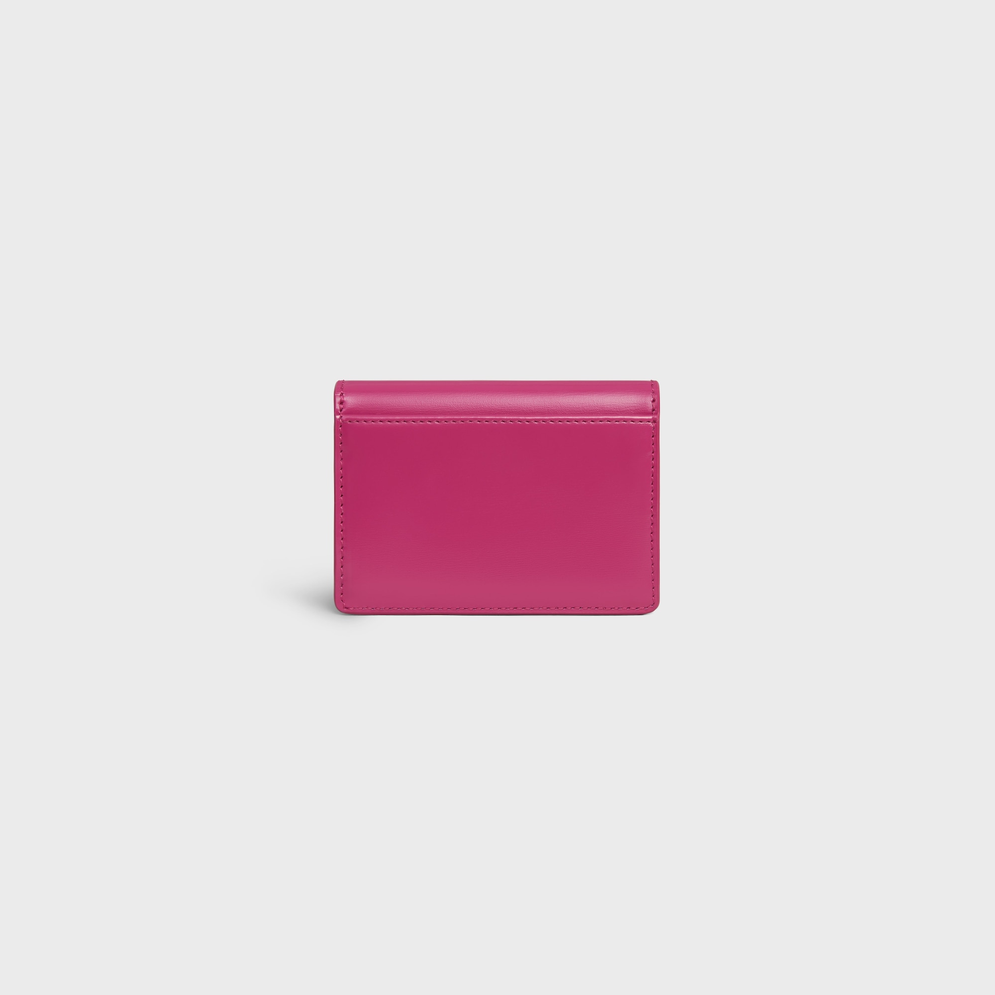 CARD HOLDER WITH FLAP TRIOMPHE IN SHINY CALFSKIN FUCHSIA - Image 5