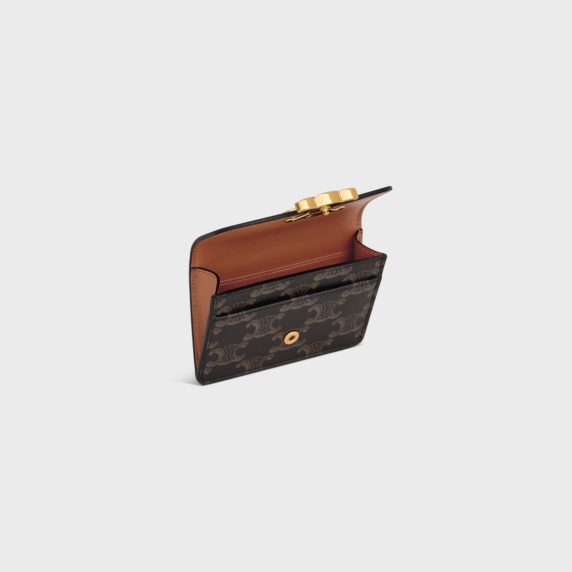 CARD HOLDER WITH FLAP TRIOMPHE IN TRIOMPHE CANVAS TAN