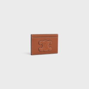 CARD HOLDER CUIR TRIOMPHE IN SHINY CALFSKIN TAN