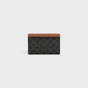 CARD HOLDER IN TRIOMPHE CANVAS WITH CELINE PRINT TAN