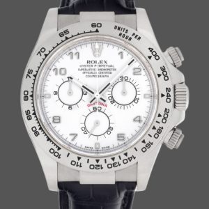 Rolex Daytona 116519 White Dial Black Leather strap 40mm Mens Replica Watch
