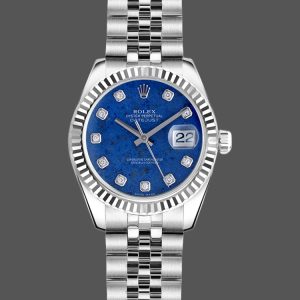 Rolex Datejust 179174 Sodalite Diamond Dial Fluted Bezel 26MM Lady Replica Watch