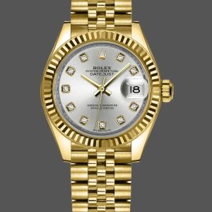 Rolex Datejust 279178 Silver Diamond Dial Yellow Gold 28mm Lady Replica Watch