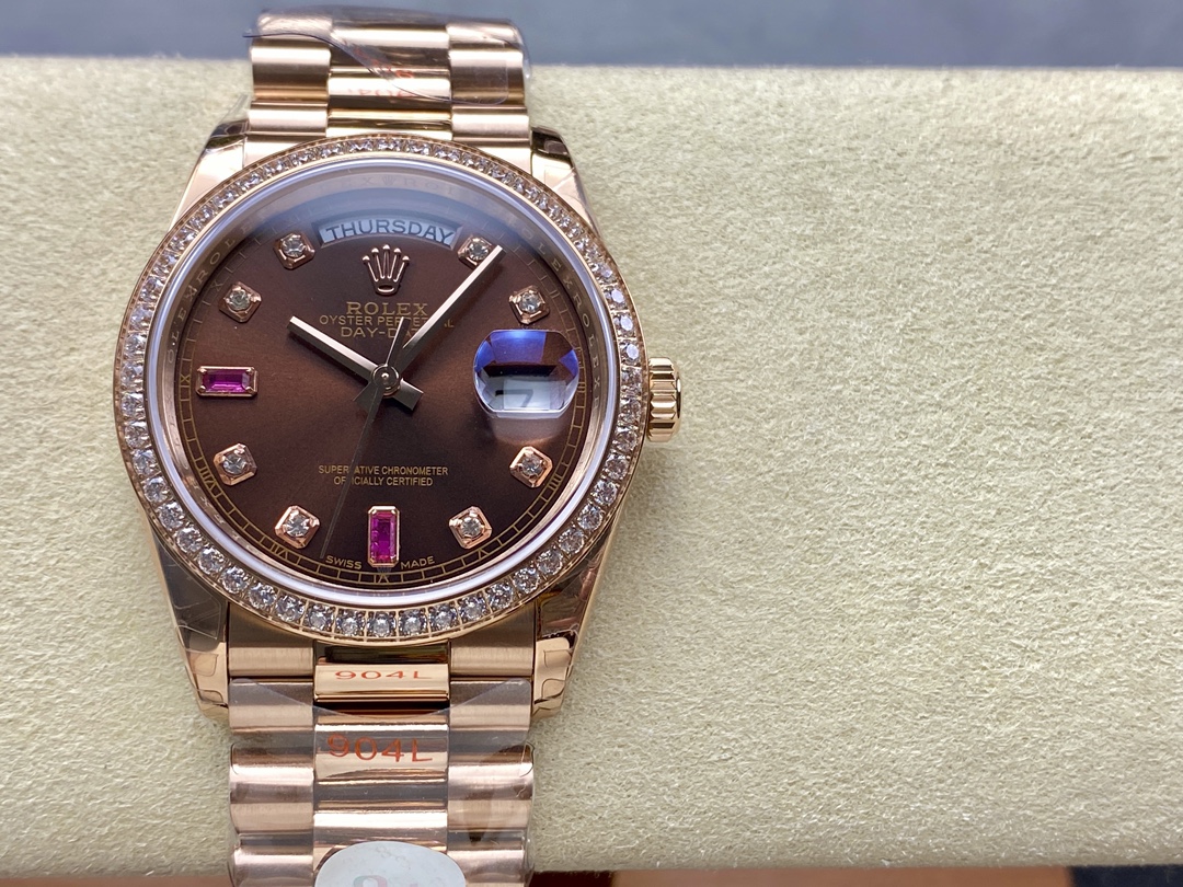 Rolex Day-Date 118235 Rose Gold Chocolate Brown Dial 36mm Unisex Replica Watch - Image 3