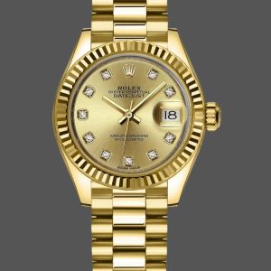 Rolex Datejust 279178 Champagne Fluted Bezel 28mm Lady Replica Watch