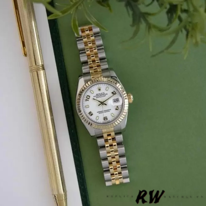 Rolex Datejust 179173 White Arabic Numerals Dial Fluted Bezel 26MM Lady Replica Watch - Image 6