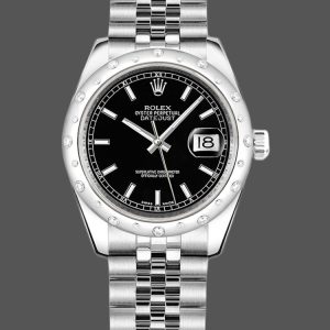 Rolex Datejust 178344 Black Dial Stainless Steel 31MM Lady Replica Watch