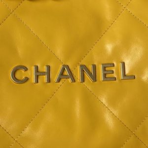 Chanel 22 AS3260 Small Bag Yellow Calfskin Gold Hardware