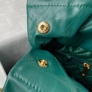 Chanel 22 AS3260 Small Bag Dark Green Calfskin Gold Hardware