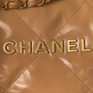 Chanel 22 AS3260 Small Bag Brown Calfskin Gold Hardware