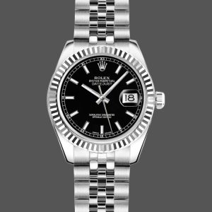 Rolex Datejust 179174 Black Index Dial Fluted Bezel 26MM Lady Replica Watch
