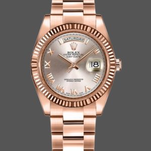 Rolex Day-Date 118235 Pink Roman Numeral dial Fluted Bezel 36mm Lady Replica Watch