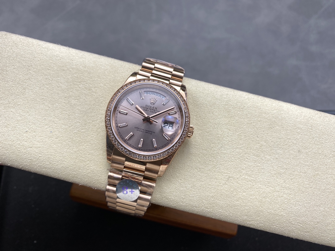 Rolex Day-Date 228345RBR 0007 Sundust Diamond Dial Diamond Bezel 40mm Mens Replica Watch - Image 8