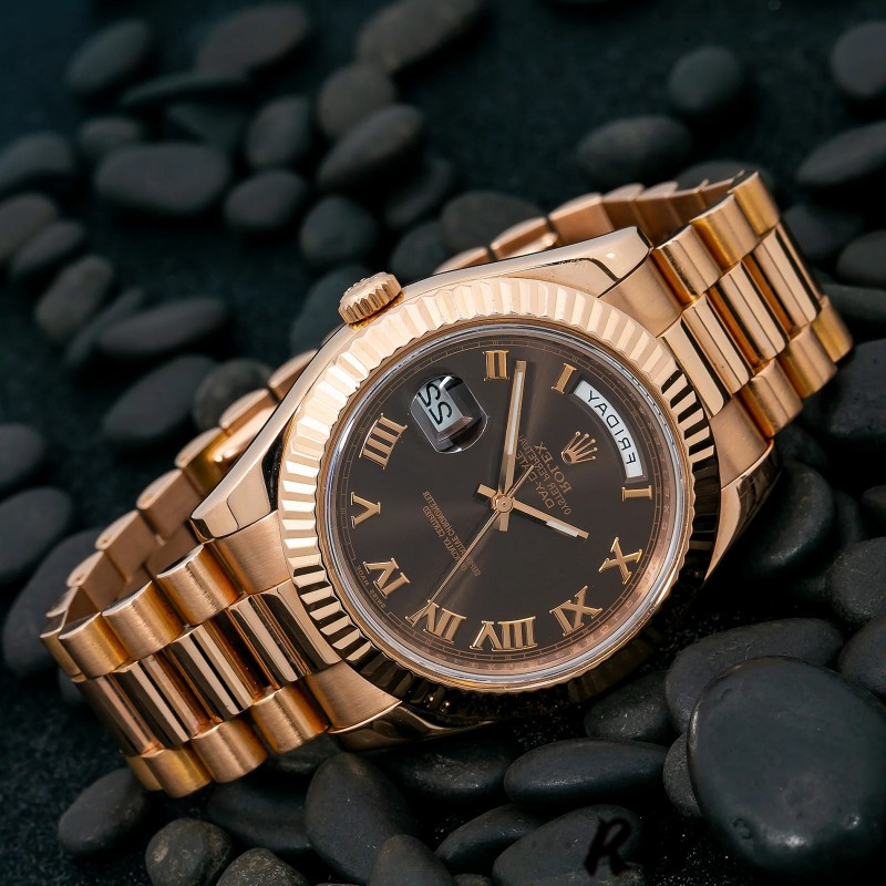 Rolex Day-Date 218235 Chocolate Brown Dial Rose Gold 41MM Mens Replica Watch - Image 2