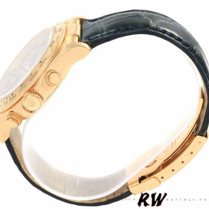 Rolex Cosmograph Daytona 116518 Leather strap Blue Dial 40mm Mens Replica Watch - Image 5