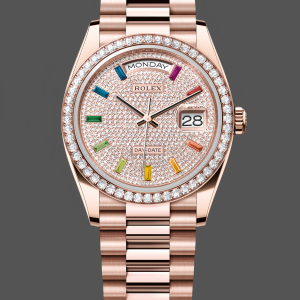 Rolex Day Date 36mm 128345RBR 0042 Diamond Paved Dial President Watch