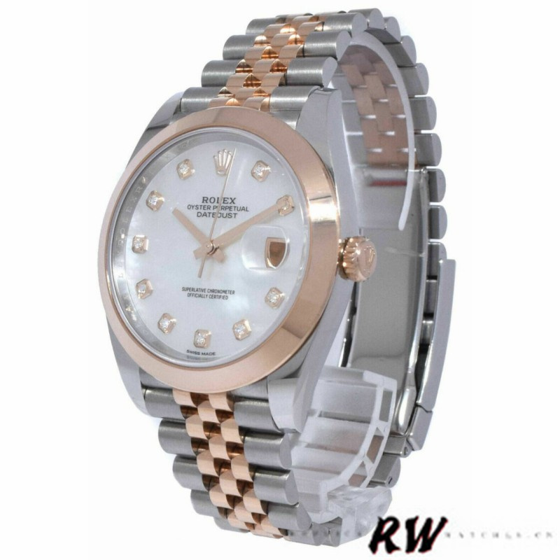 Rolex Datejust 126301 White Mother of Pearl Diamond Dial 41MM Mens Replica Watch - Image 3