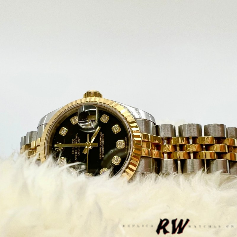 Rolex Datejust 179173 Black Diamond Dial Fluted Bezel 26MM Lady Replica Watch - Image 4