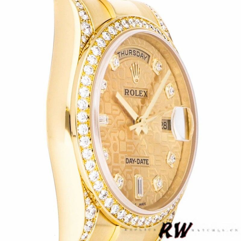 Rolex Day-Date 118388 Champagne Jubilee Diamond Dial Yellow Gold 36MM Unisex Replica Watch - Image 2