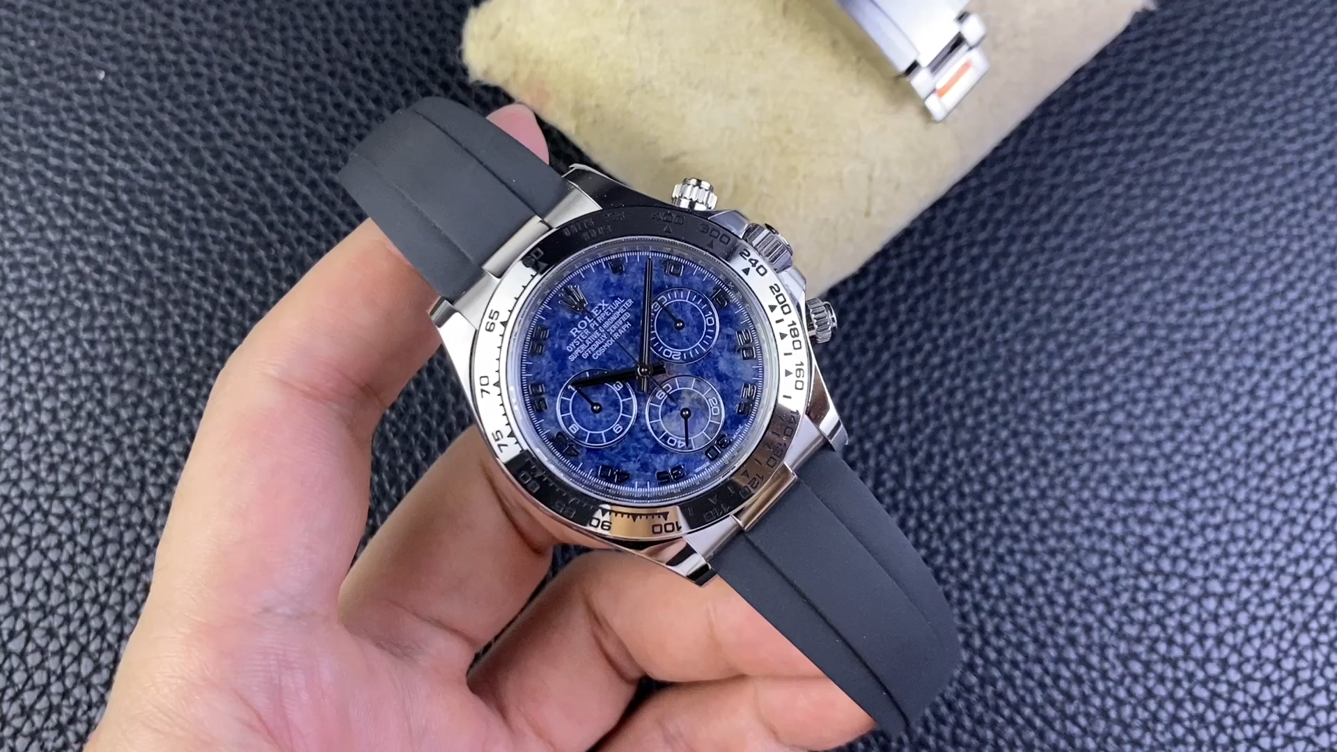 Rolex Daytona 116519 Sodalite Arabic Dial Blue Alligator Leather 40mm Mens Replica Watch - Image 2