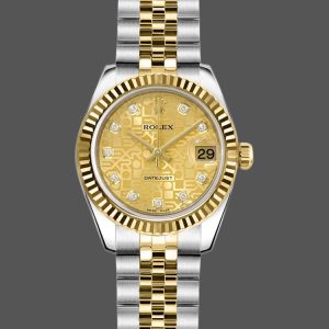 Rolex Datejust 179173 Jubilee Champagne Diamond Dial Fluted Bezel 26MM Lady Replica Watch