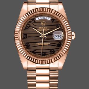 Rolex Day-Date 218235 Wave Bronze Dial Rose Gold 41MM Mens Replica Watch