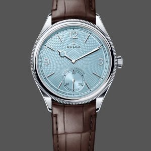 Rolex 1908 52506 0002 Ice Blue Dial Brown Leather Strap 39 mm Replica Watch