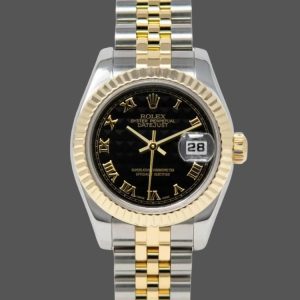 Rolex Datejust 179173 Black Dial Fluted Bezel 26MM Lady Replica Watch